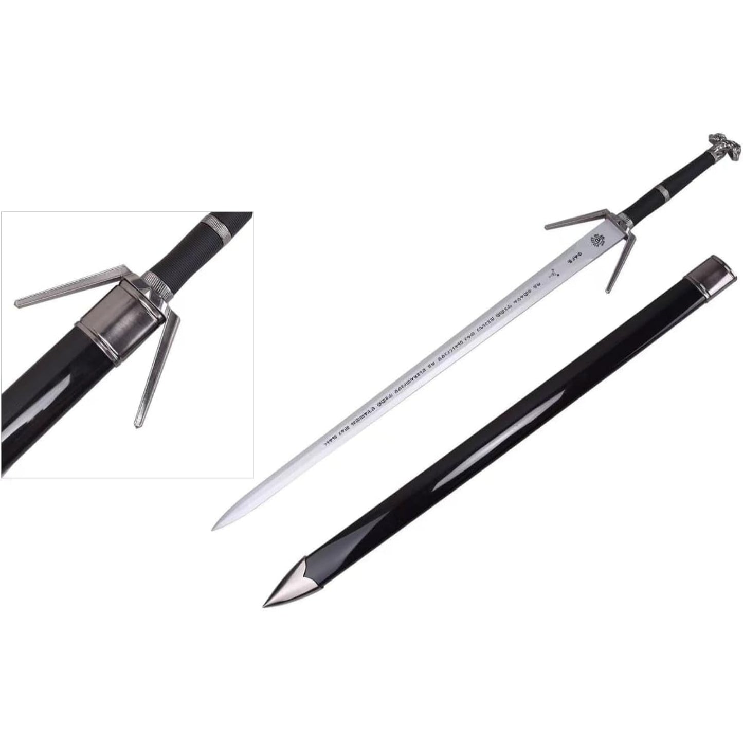 The Witcher 3 Wild Hunt Geralt of Rivia's Silver V Cross Wooden Cosplay Replica Sword