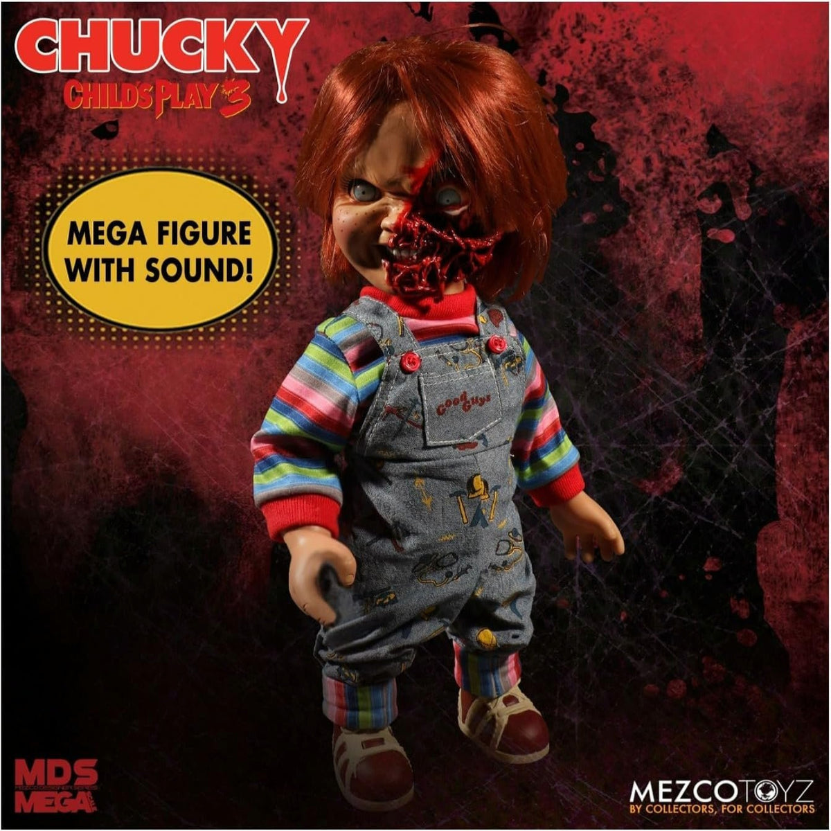 Mezco Mega Scale Child's Play 3 Pizza Face Talking Chucky Doll