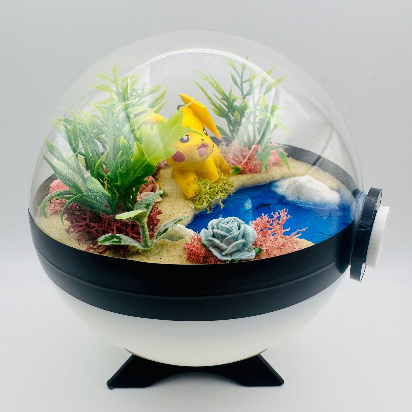 Pokemon Pikachu Crystal Terrarium Lake White Poke Ball Handmade