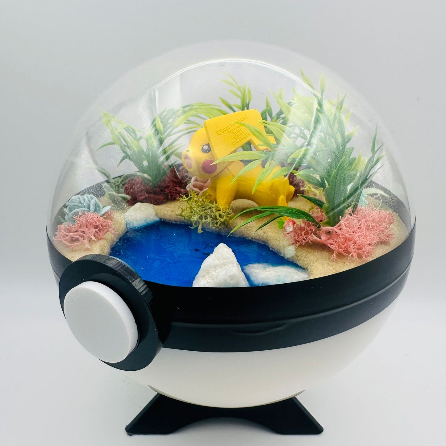 Pokemon Pikachu Crystal Terrarium Lake White Poke Ball Handmade