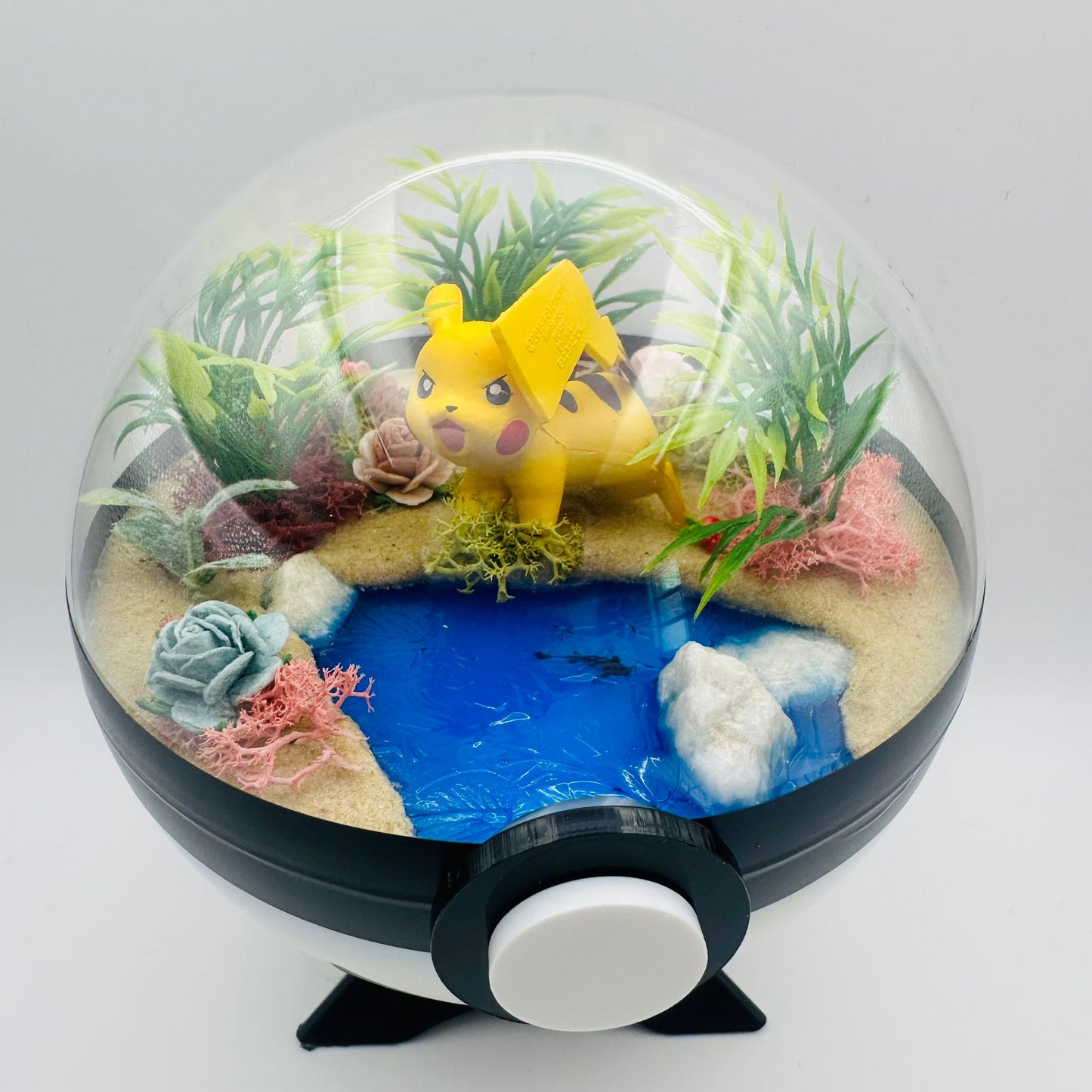 Pokemon Pikachu Crystal Terrarium Lake White Poke Ball Handmade