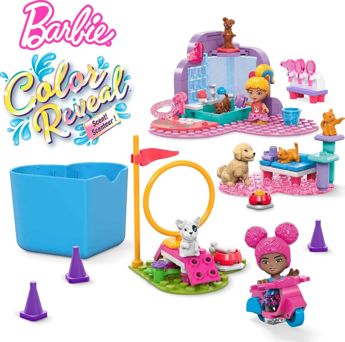 Mattel Barbie Colour Reveal Train 'N' Wash Pets DAMAGED BOX