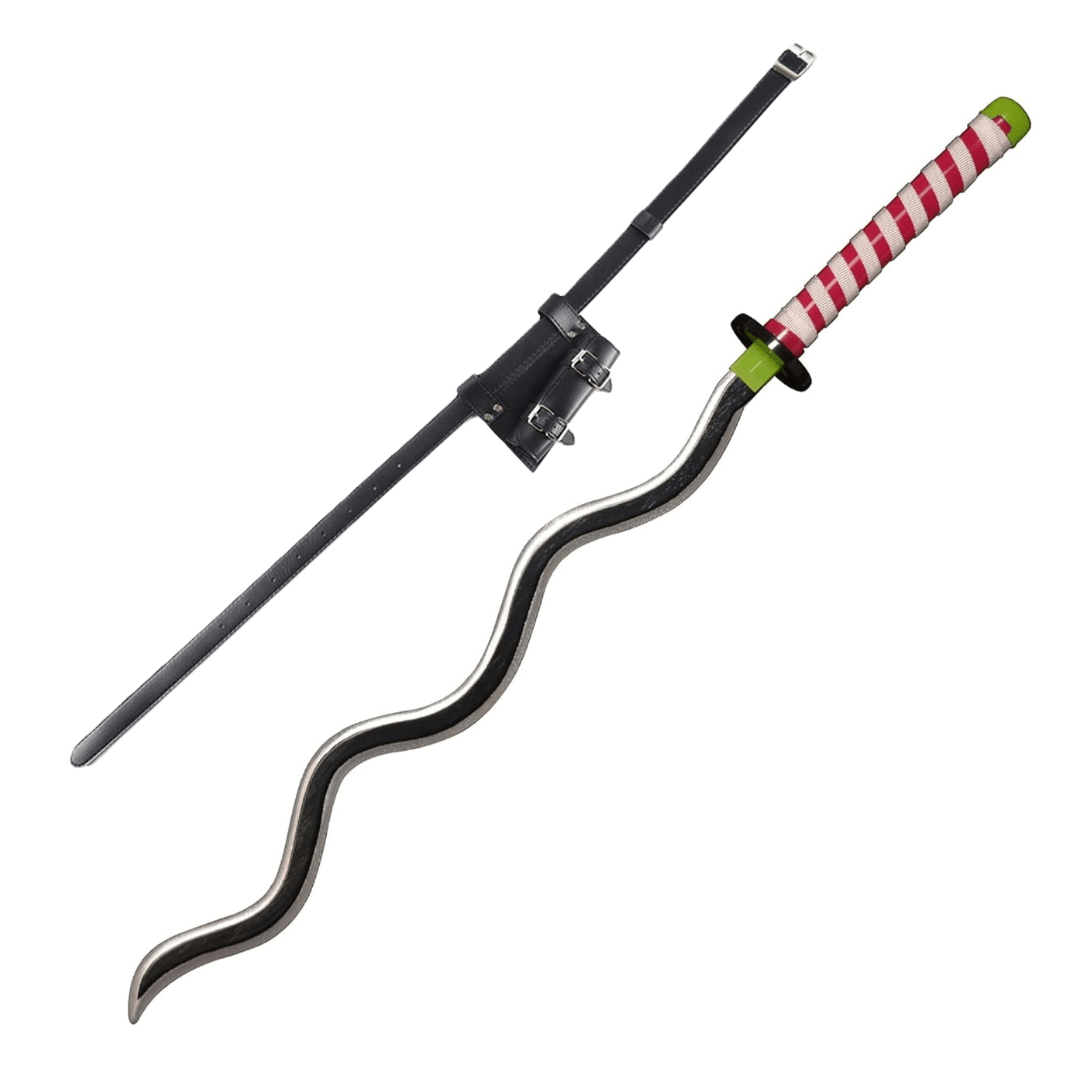 Demon Slayer Sword Iguro Obanai Nichirin Wooden Sword Replica with PU Sword Belt Bundle - NEXTLEVELUK