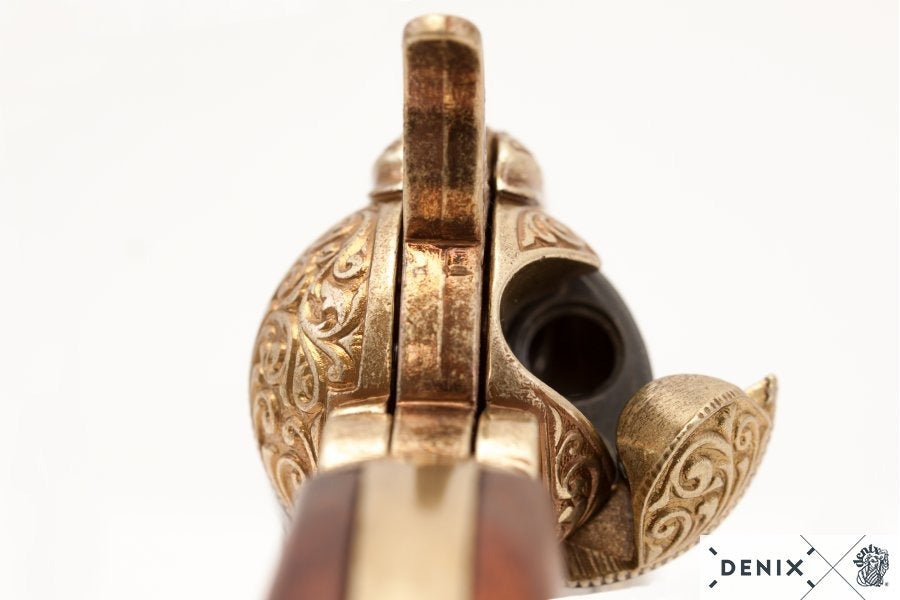 Engraved 1869 Colt With Wooden Handle Denix Replica G1280ML