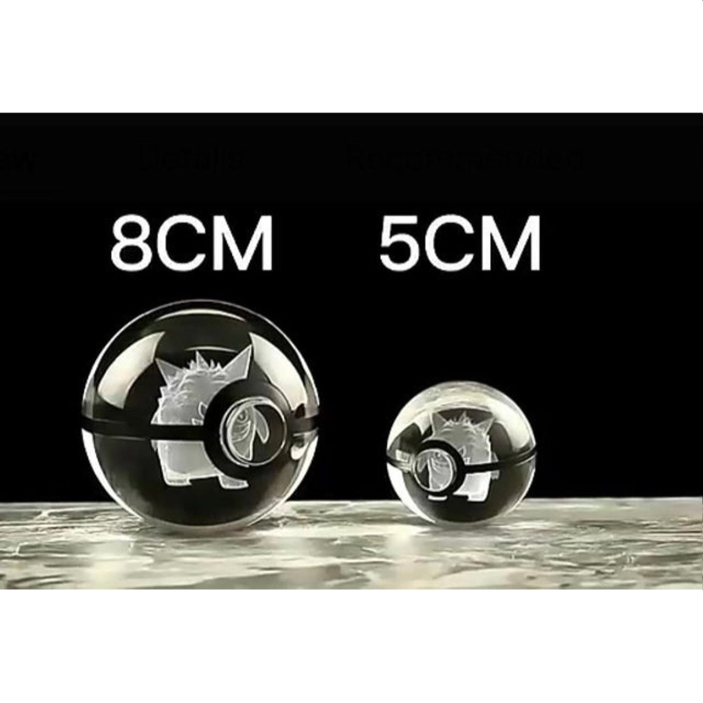 Pokemon 3D Crystal Ball Pokeball Lucario & Gardevoir Night Light 8cm XL Size - NEXTLEVELUK