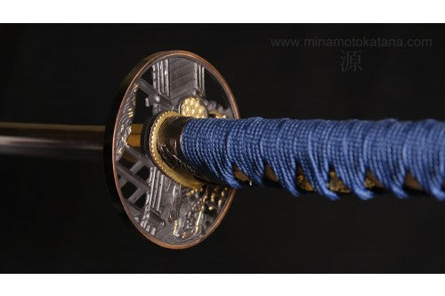 Deluxe Warrior's Rage (Blue) Hand Forged In Clay Tempered 1060 Metal Katana