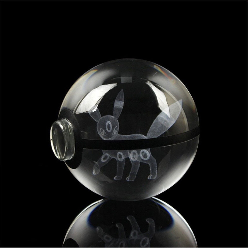 Umbreon Pokemon Glass Crystal Pokeball 3 with Light-Up LED Base Ornament 80mm XL Size
