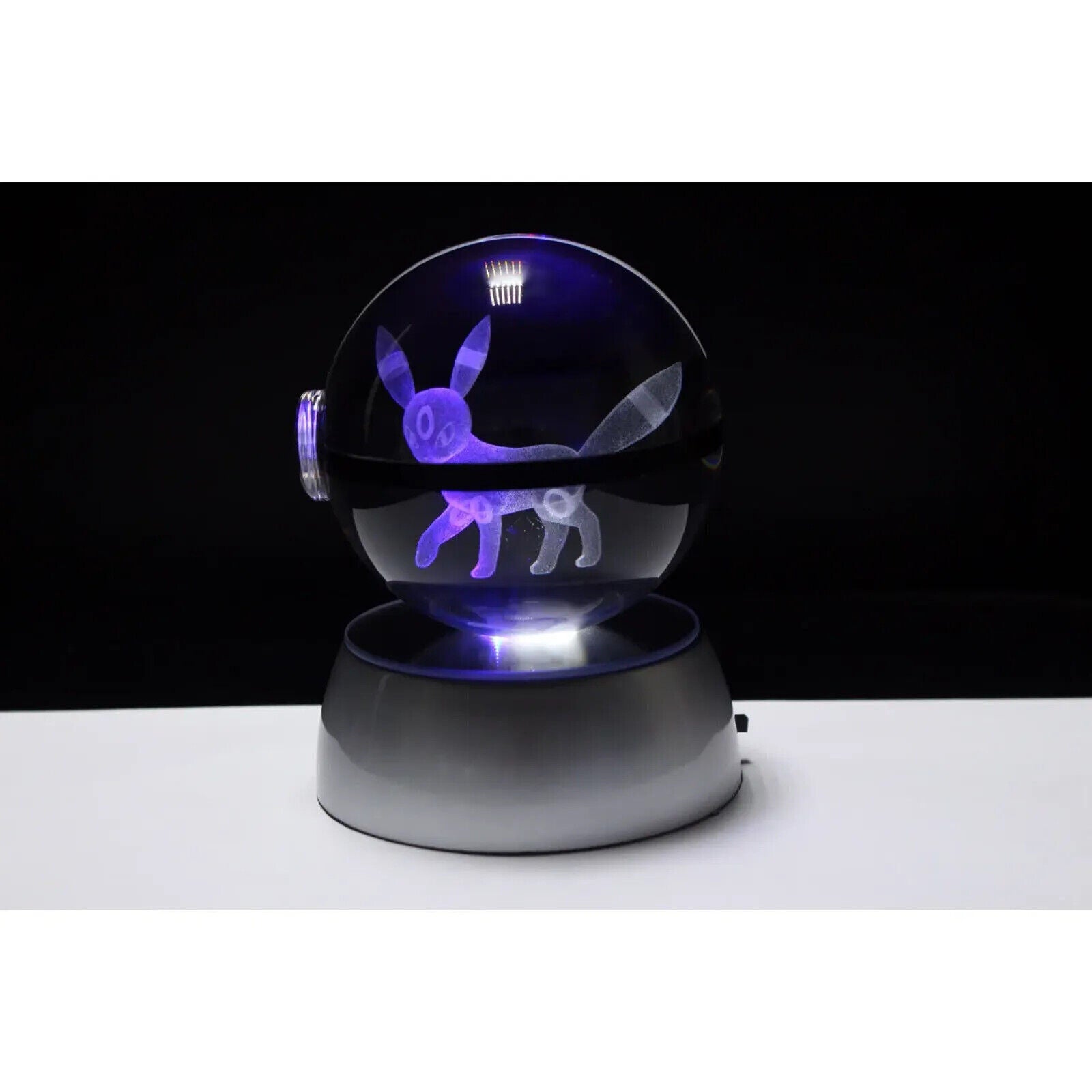 Umbreon Pokemon Glass Crystal Pokeball 3 with Light-Up LED Base Ornament 80mm XL Size