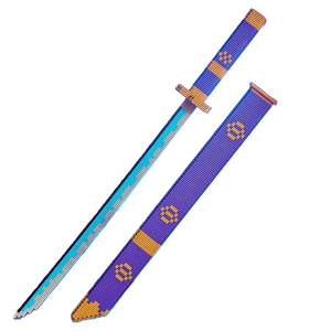 Connection Building Blocks Anime Weapon Replica Set: One Piece Enma Purple Sword with Scabbard and Stand