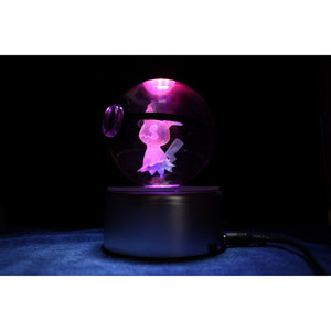 Mimikyu Pokemon Glass Crystal Pokeball 27 with Light-Up LED Base Ornament 80mm XL Size