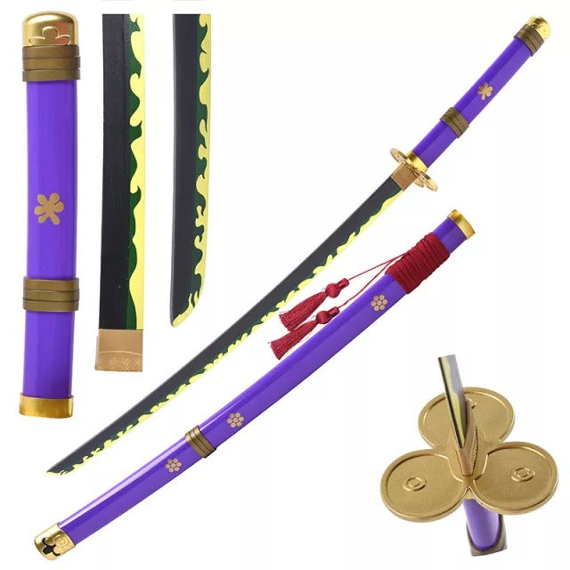 One Piece Roronoa Zoro Enma Purple Katana Wooden Cosplay Sword Version 2