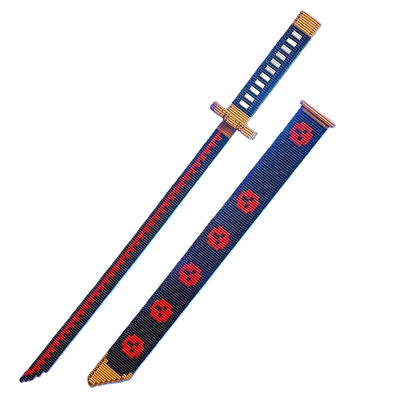 Connection Building Blocks Anime Weapon Replica Set: One Piece Shusui Black Sword with Scabbard and Stand