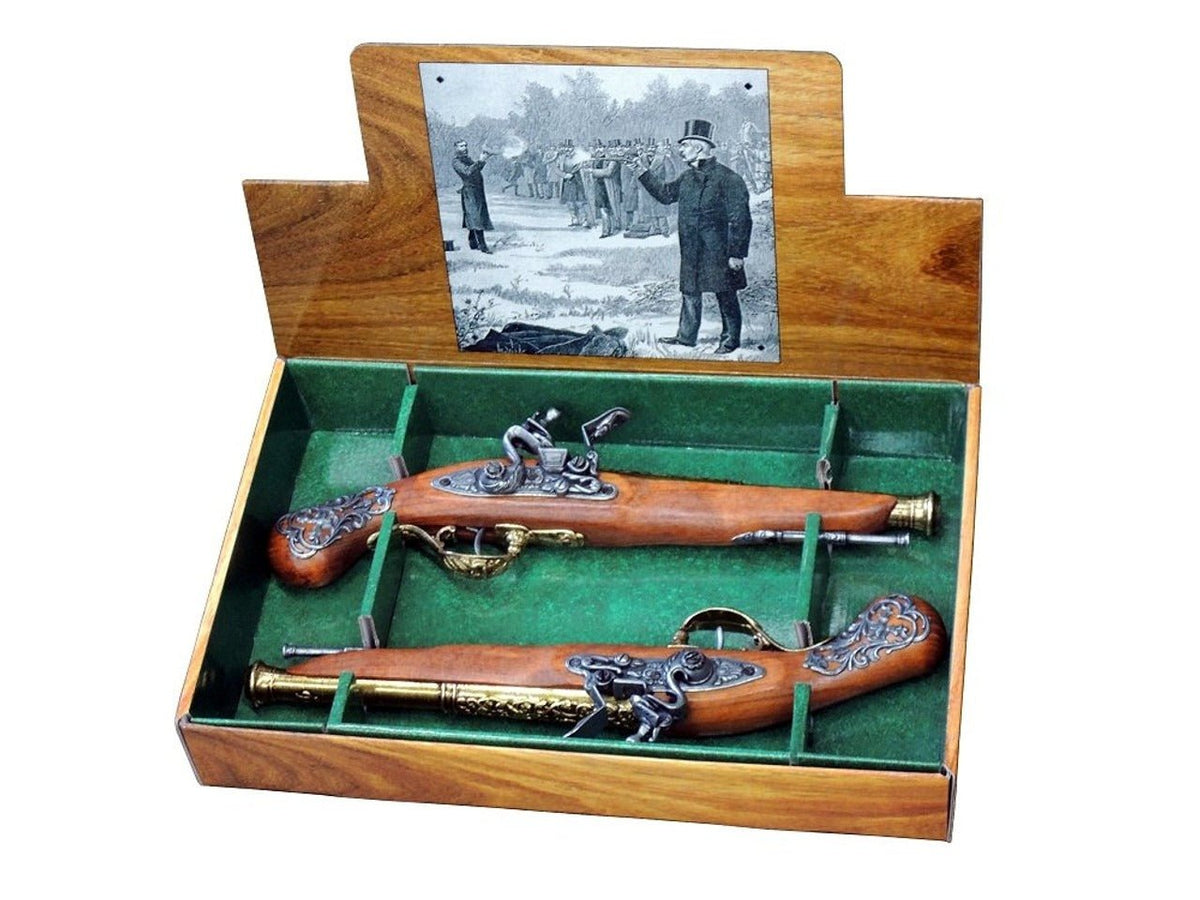 2 Dueling Flintlock Pistols Denix Replica Gun G2 - 1196/L - NEXTLEVELUK