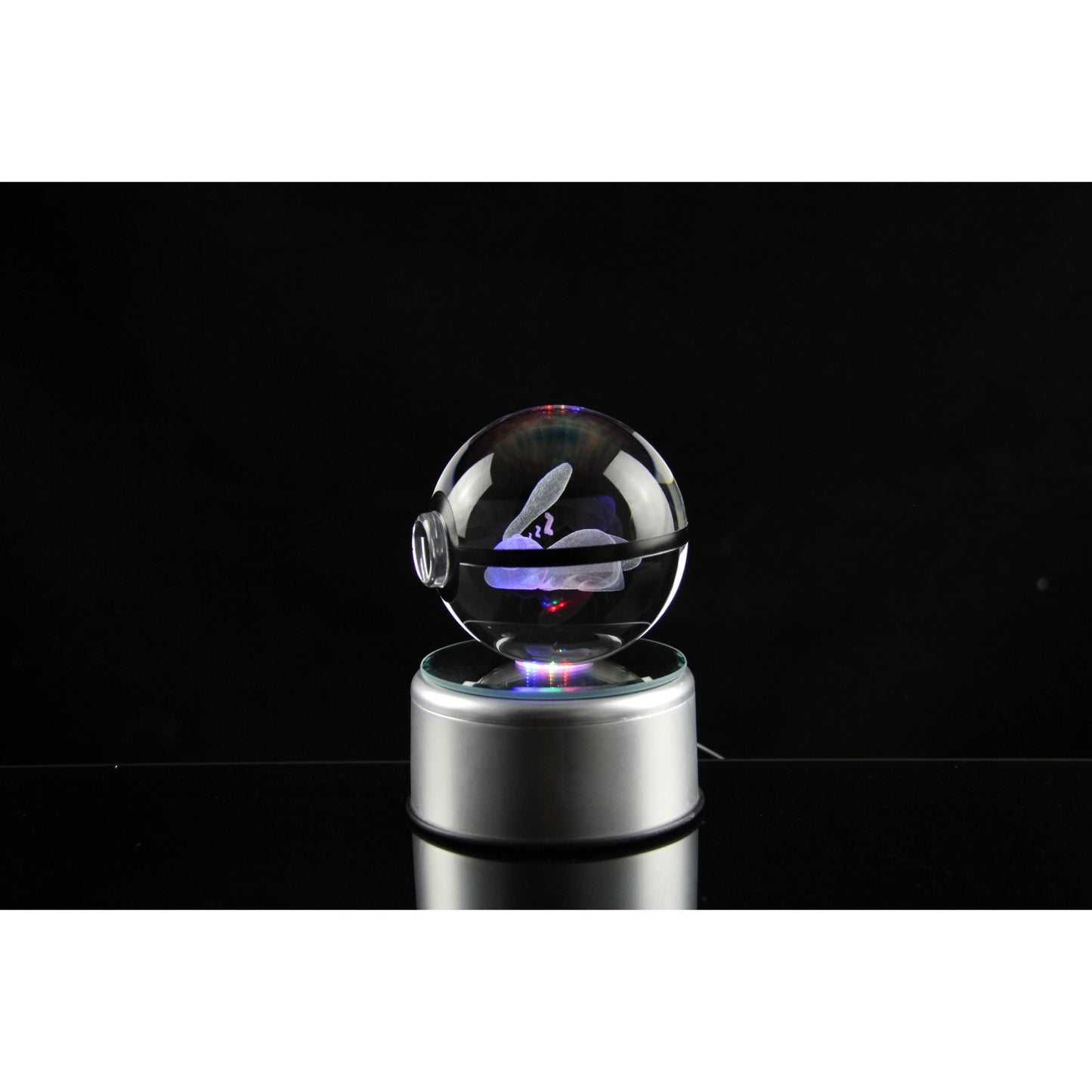 Sleep Mew Pokemon Glass Crystal Pokeball 48 with Light-Up LED Base Ornament 80mm XL Size