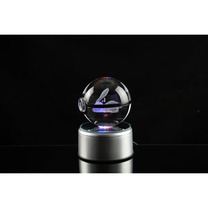 Sleep Mew Pokemon Glass Crystal Pokeball 48 with Light-Up LED Base Ornament 80mm XL Size