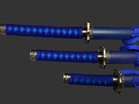 Dragon Blue 440 Steel Samurai Sword Katana Set of 3