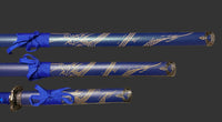Dragon Blue 440 Steel Samurai Sword Katana Set of 3