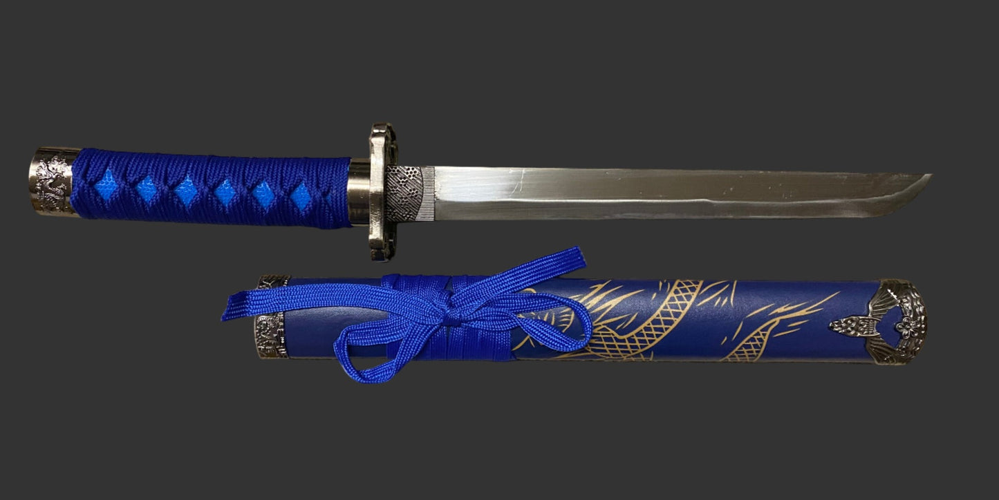Dragon Blue 440 Steel Samurai Sword Katana Set of 3