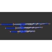 Dragon Blue 440 Steel Samurai Sword Katana Set of 3