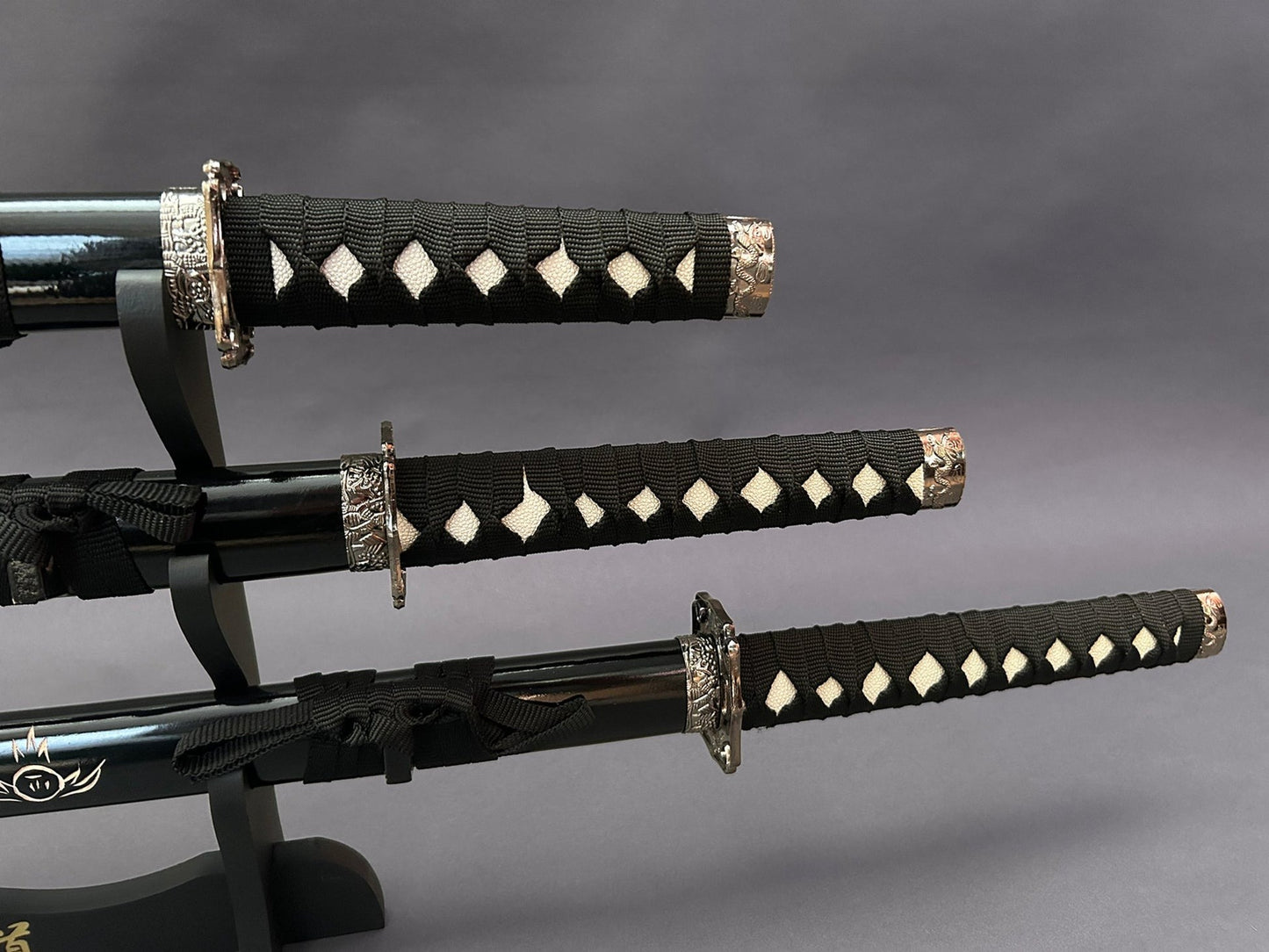 Dragon Black Samurai Sword Set of 3