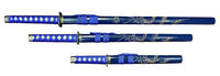 Dragon Blue Samurai Sword Set of 3