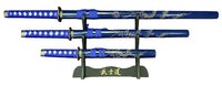 Dragon Blue Samurai Sword Set of 3