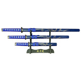 Dragon Blue Steel Samurai Sword Set of 3