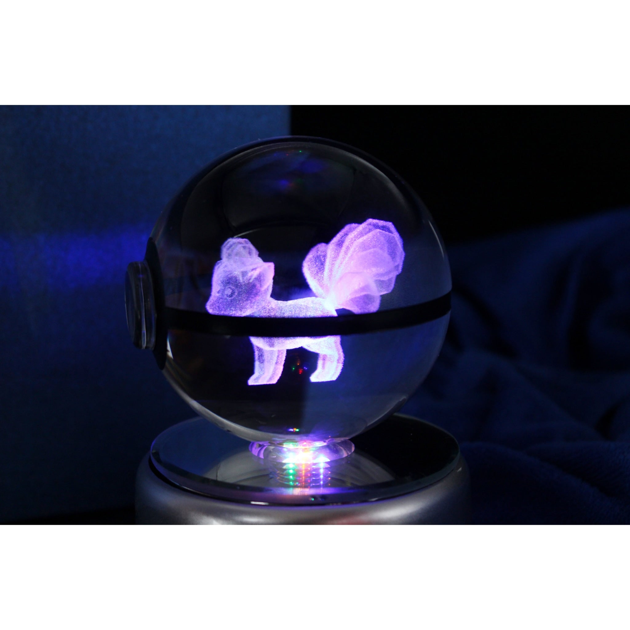 Vulpix Pokemon Glass Crystal Pokeball 31 with Light-Up LED Base Ornament 80mm XL Size