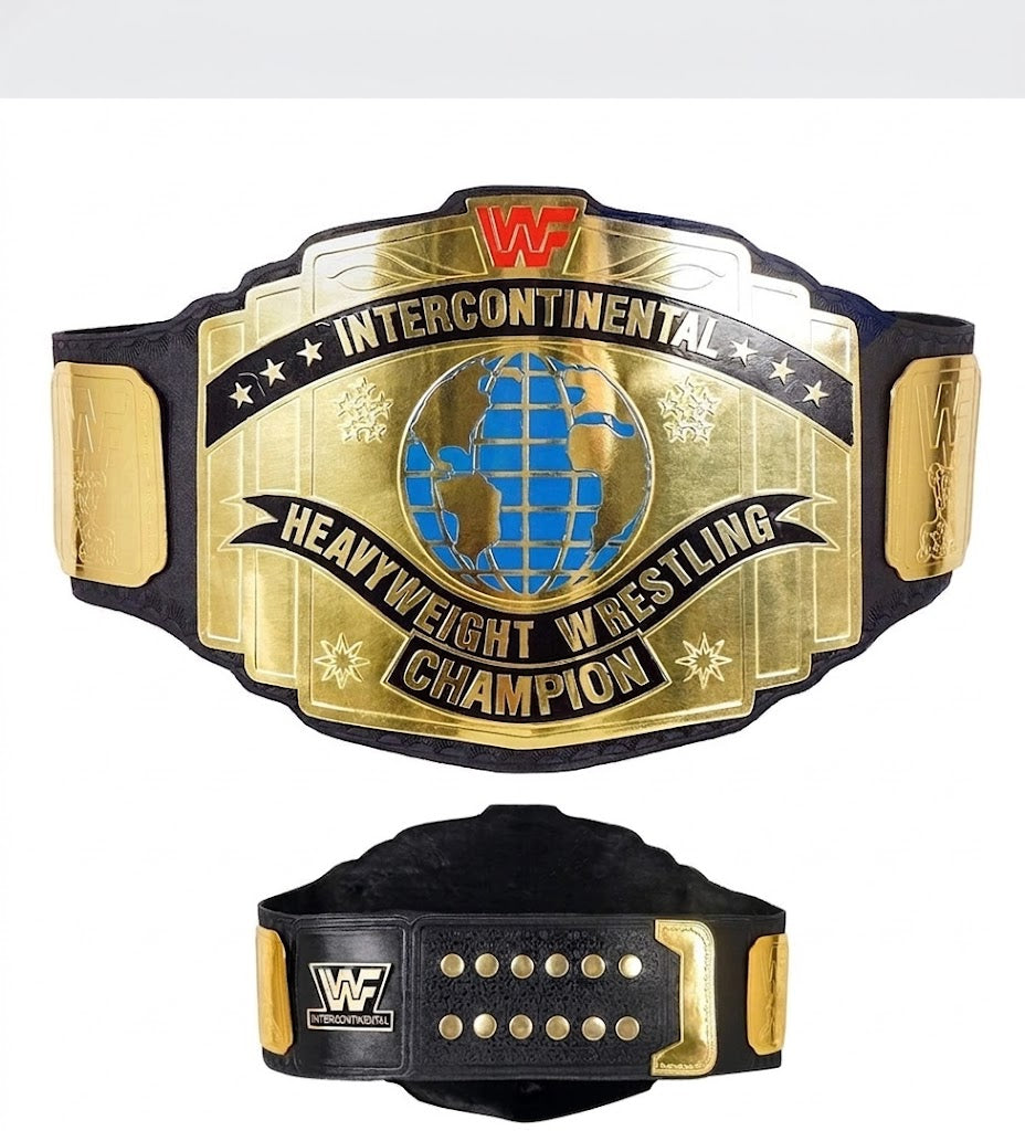 WWE Black Intercontinental Championship Replica Wrestling Title Belt 4MM Brass Plate