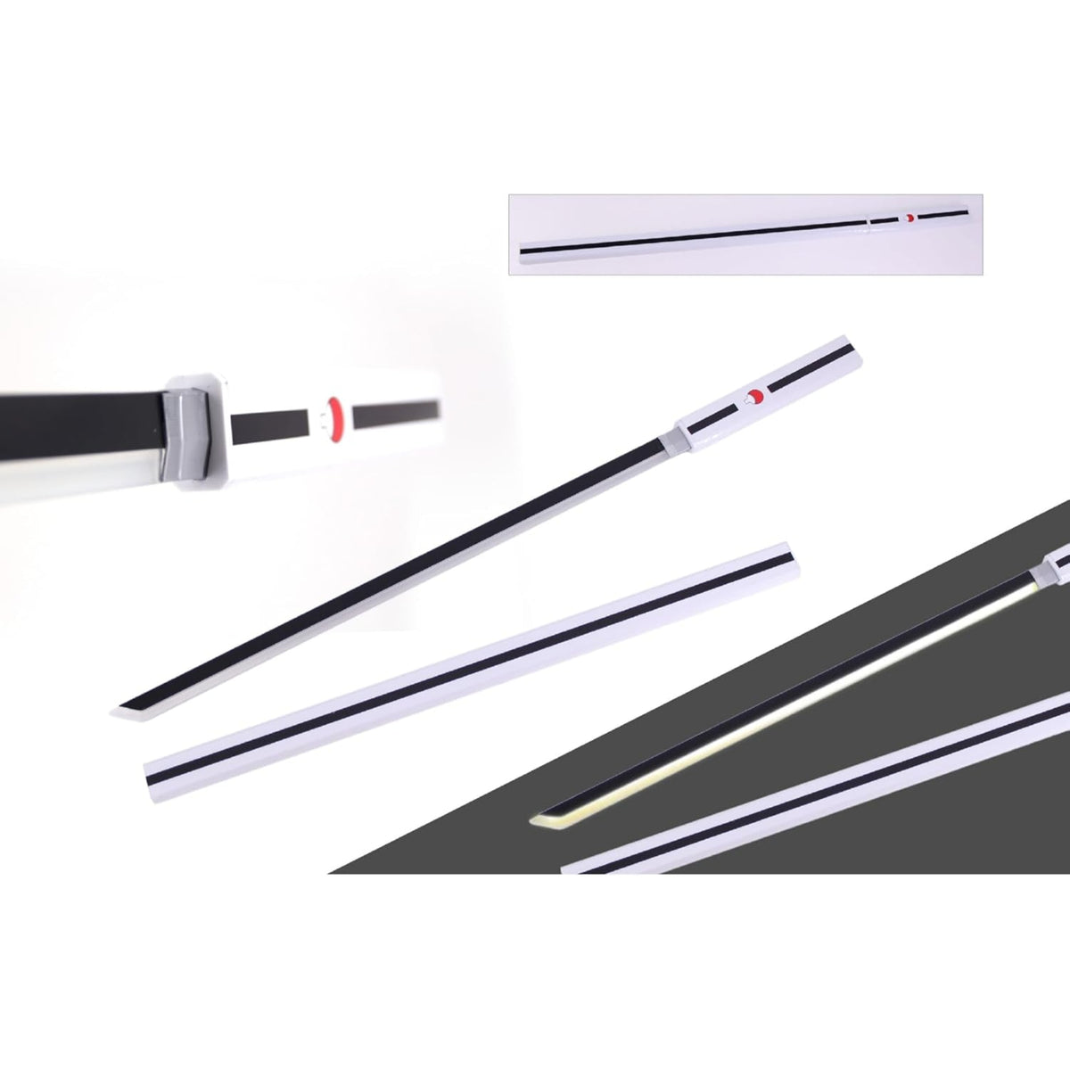Naruto Shippuden White LED Light Up Bamboo Wood Sword Cosplay Prop Replica