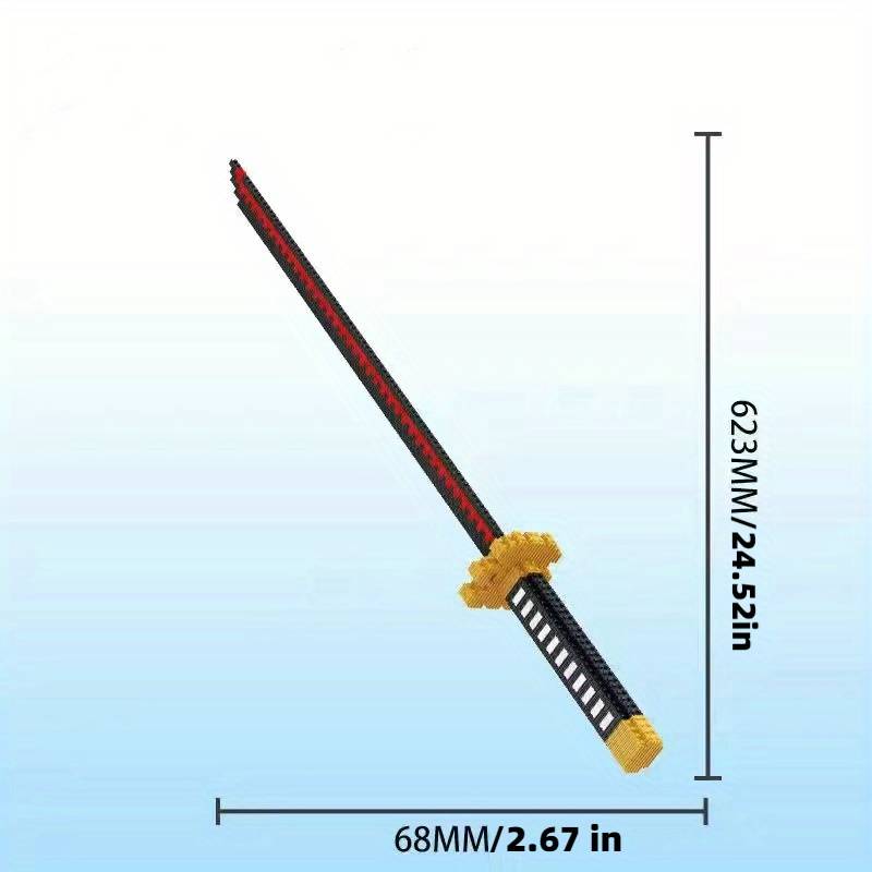 Connection Building Blocks Anime Weapon Replica Set: One Piece Shusui Black Sword with Scabbard and Stand Model Kit