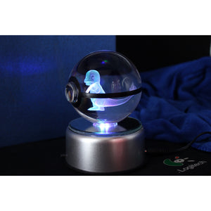 Charmander Pokemon Glass Crystal Pokeball 21 with Light-Up LED Base Ornament 80mm XL Size