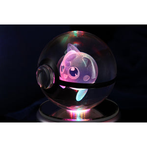 Jigglypuff Pokemon Glass Crystal Pokeball 25 with Light-Up LED Base Ornament 80mm XL Size