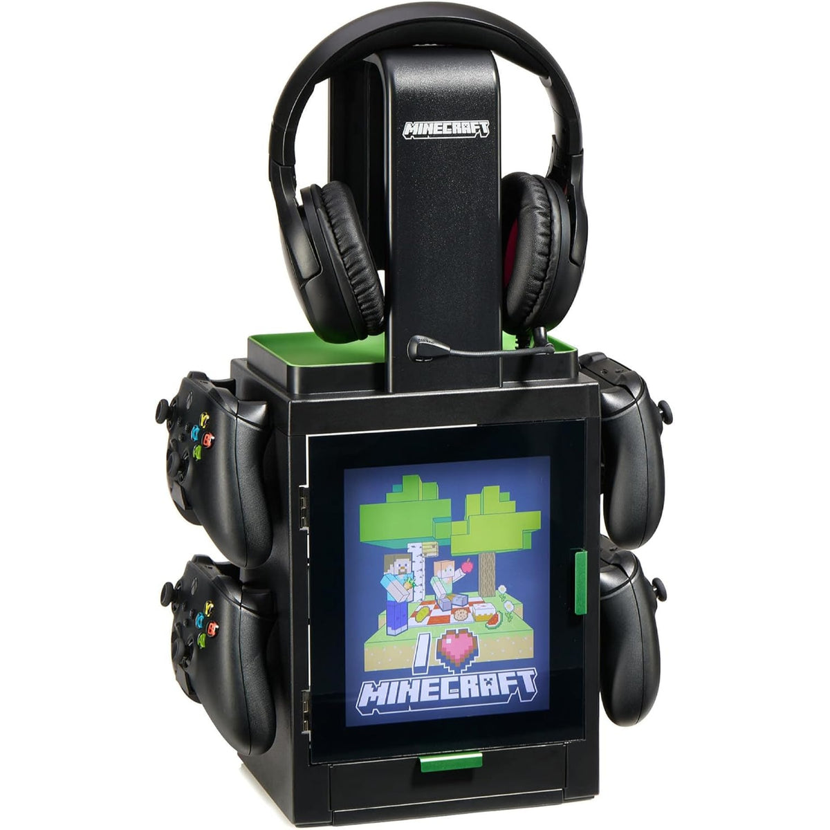 Numskull Official Minecraft LED Light Gaming Locker, Controller Holder & Headset Stand
