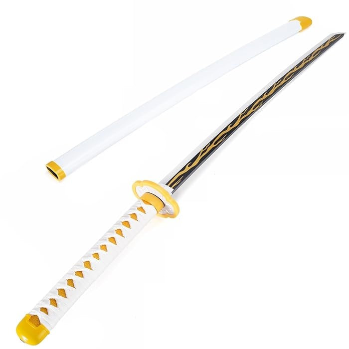 Demon Slayer Zenitsu LED Light Up Sword USB C Rechargable 40 Inch Wood & Plastic Cosplay Prop Replica