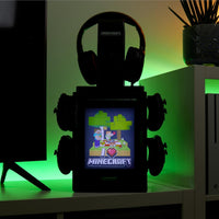 Numskull Official Minecraft LED Light Gaming Locker, Controller Holder & Headset Stand