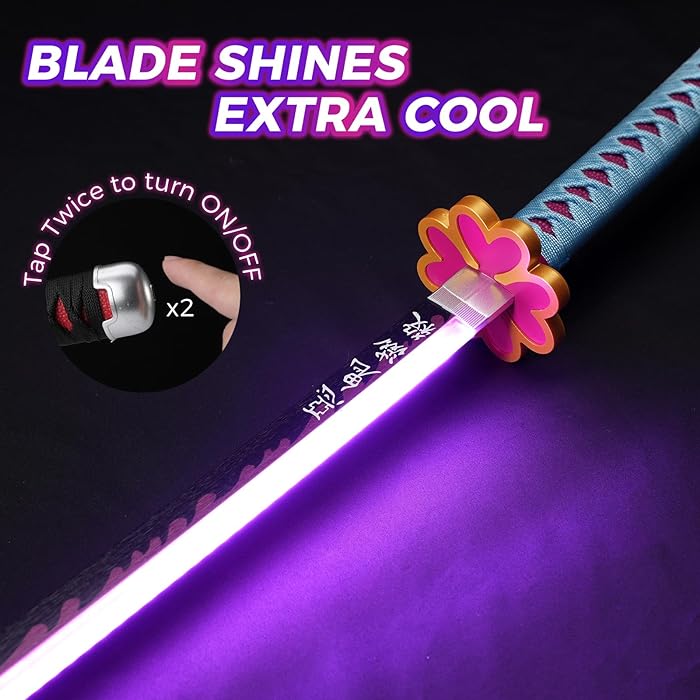 Demon Slayer Mitsuri LED Light Up Sword USB C Rechargable 40 Inch Wood & Plastic Cosplay Prop Replica