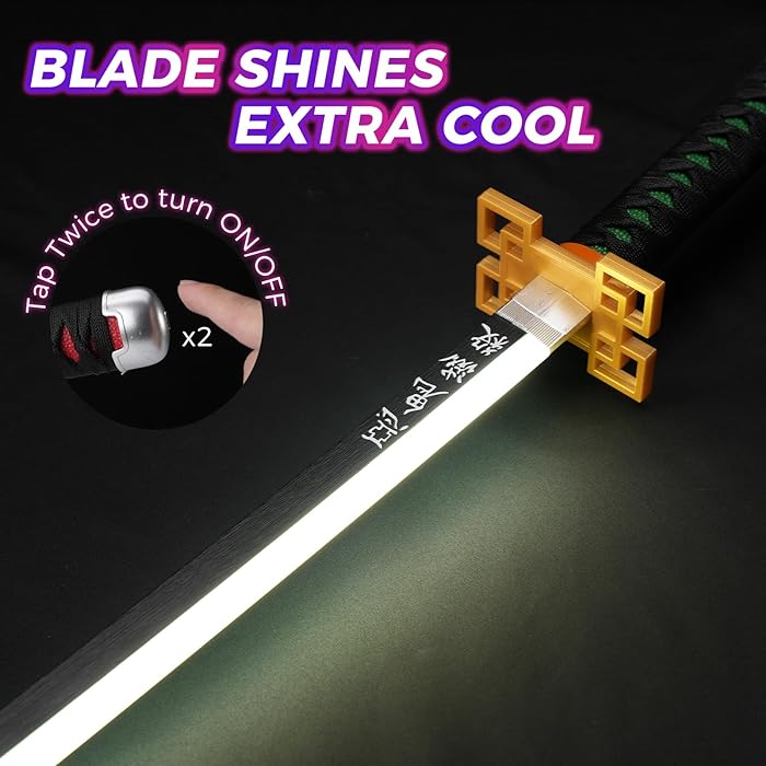 Demon Slayer Muichiro LED Light Up Sword USB C Rechargable 40 Inch Wood & Plastic Cosplay Prop Replica