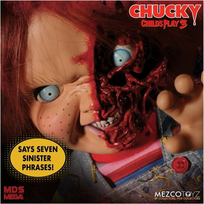 Mezco Mega Scale Child's Play 3 Pizza Face Talking Chucky Doll