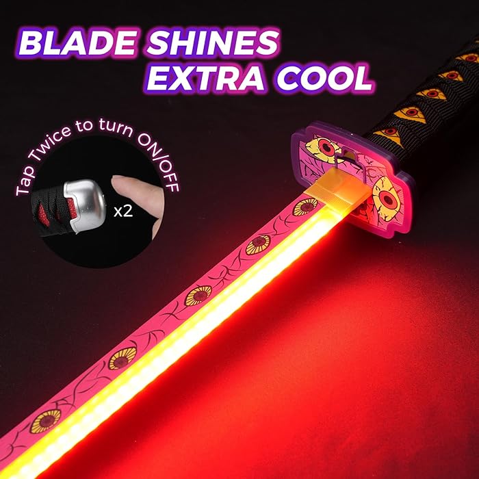 Demon Slayer Kokushibo LED Light Up Sword USB C Rechargable 40 Inch Wood & Plastic Cosplay Prop Replica