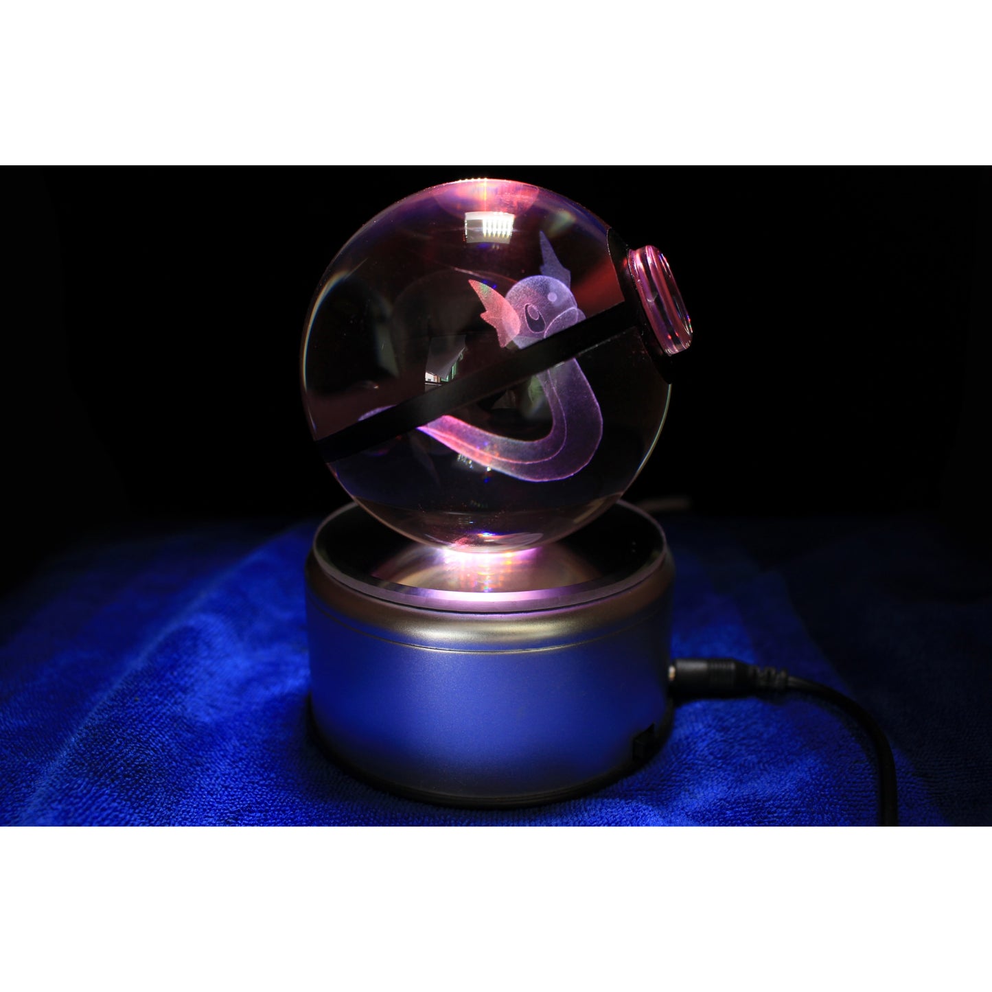 Dratini Pokemon Glass Crystal Pokeball 39 with Light-Up LED Base Ornament 80mm XL Size