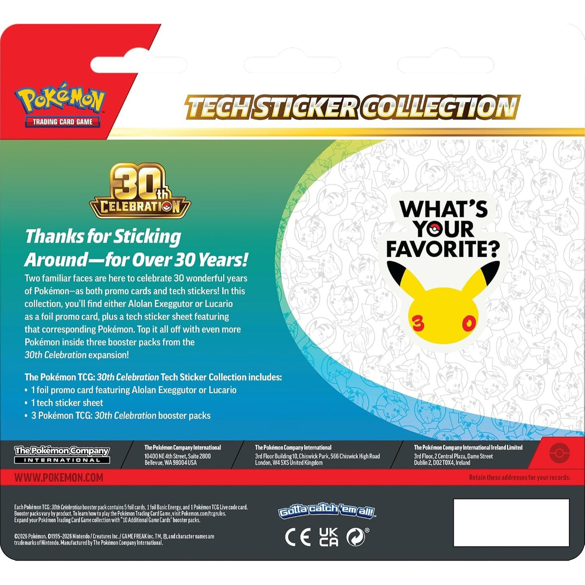 Pokemon TCG: 30th Celebration Tech Sticker Collection—Alolan Exeggutor (1 Foil Promo Card & 3 Booster Packs)