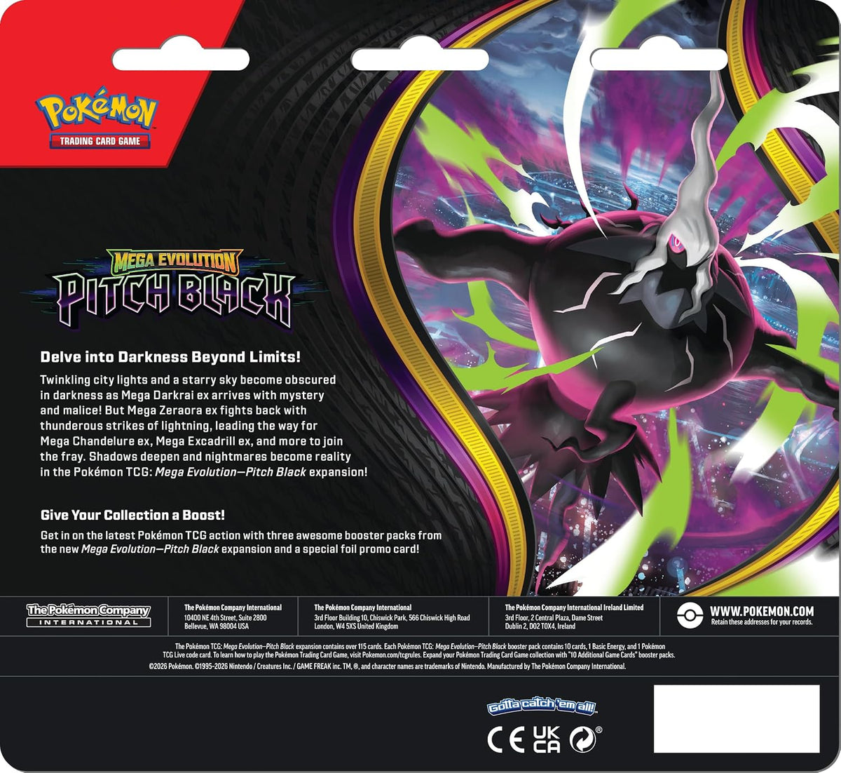 Pokemon TCG: Mega Evolution - Pitch Black Triple Pack (1 Foil Promo Card & 3 Booster Packs) English