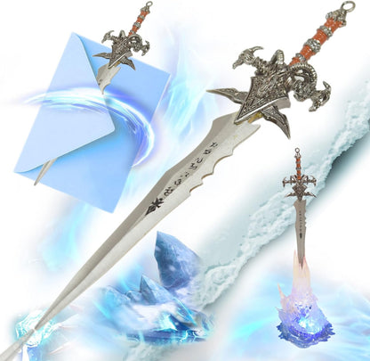 World of Warcraft Frostmourne Runeblade Style Metal Letter Opener With LED Base