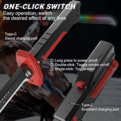 LED Neon Sword with Sparks, Smoke & Sound Effects (Red)