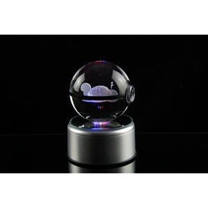 Sleep Squirtle Pokemon Glass Crystal Pokeball 50 with Light-Up LED Base Ornament 80mm XL Size