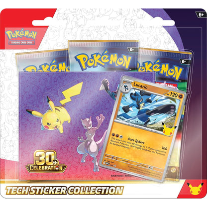 Pokemon TCG: 30th Celebration Tech Sticker Collection—Lucario (1 Foil Promo Card & 3 Booster Packs)
