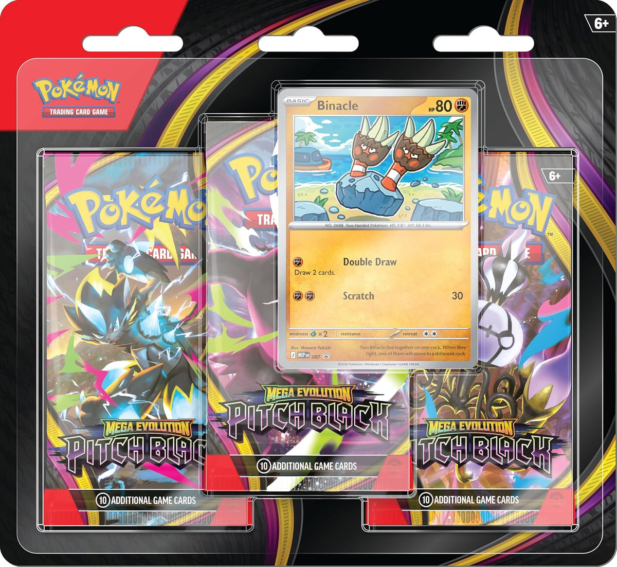Pokemon TCG: Mega Evolution - Pitch Black Triple Pack (1 Foil Promo Card & 3 Booster Packs) English
