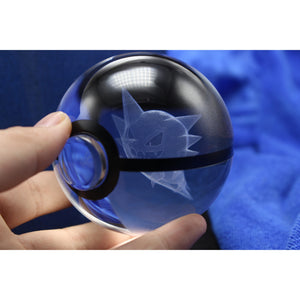 Haunter Pokemon Glass Crystal Pokeball 14 with Light-Up LED Base Ornament 80mm XL Size