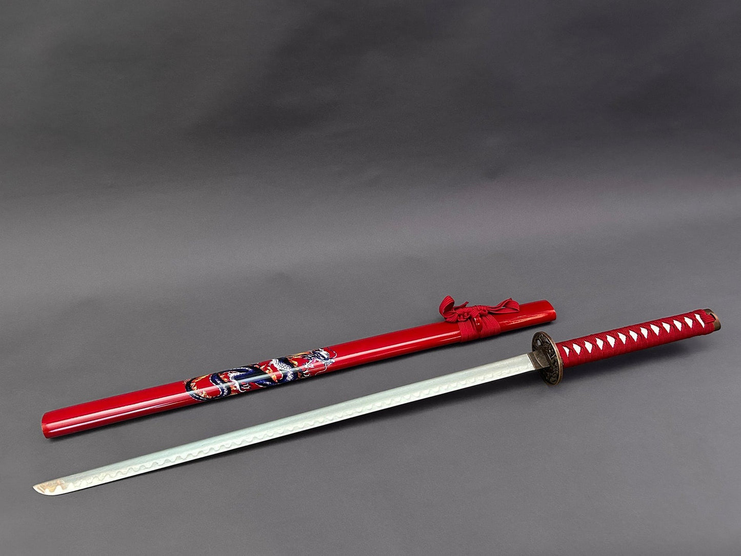 Red Blue Purple Dragon Samurai Metal Katana Sword